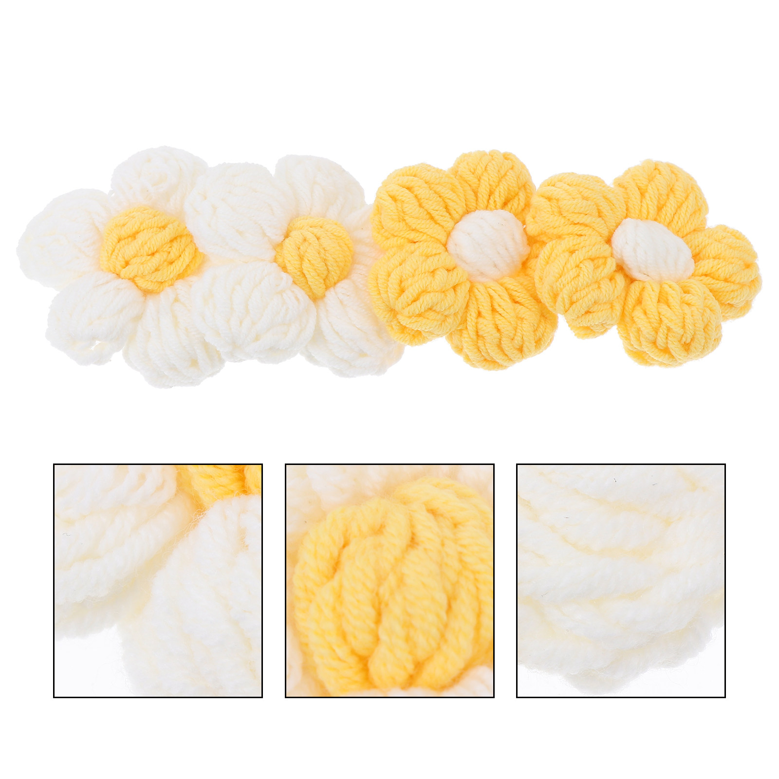 Sewing Garments - 4Pcs Aksesoris Bunga Rajutan Aplikasi Bunga