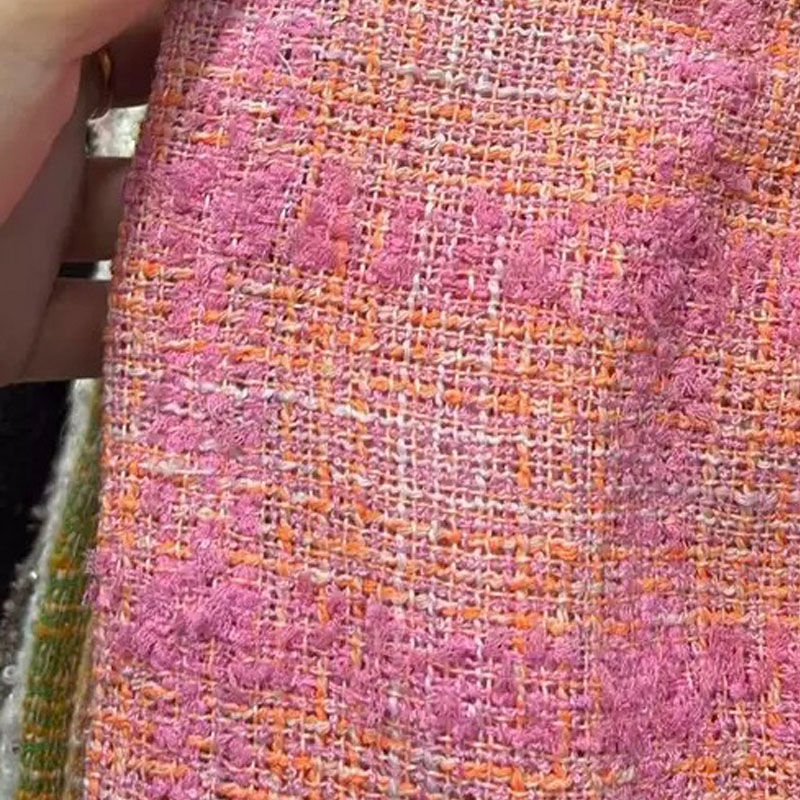 Sewing Tweed Fabric - Kain Tweed Rajut Berwarna Pink dan