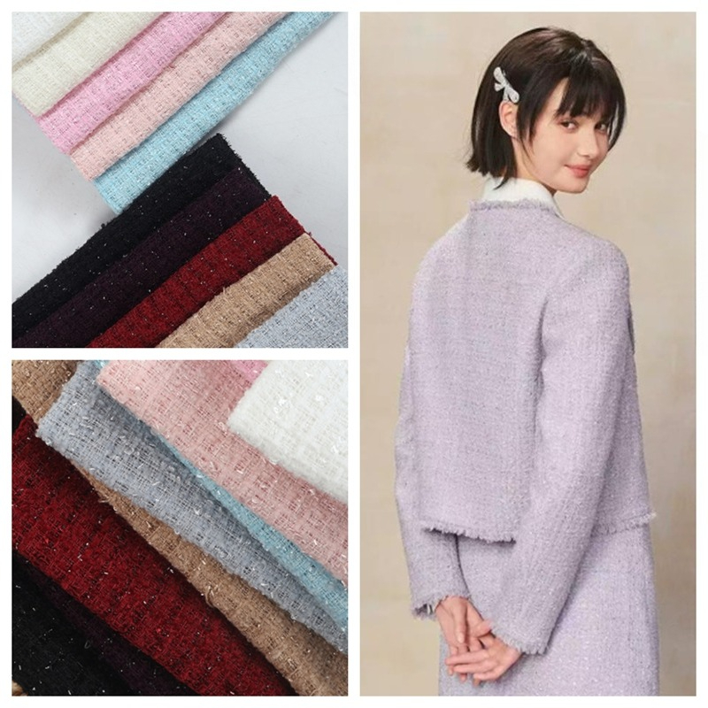Sewing Tweed Fabric - Kain Tweed Chenille Polos Tenun Per