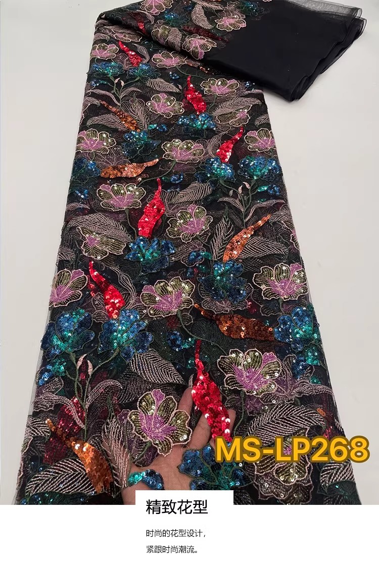 Sewing Garments - 1 yard Kain Bordir Payet Bunga