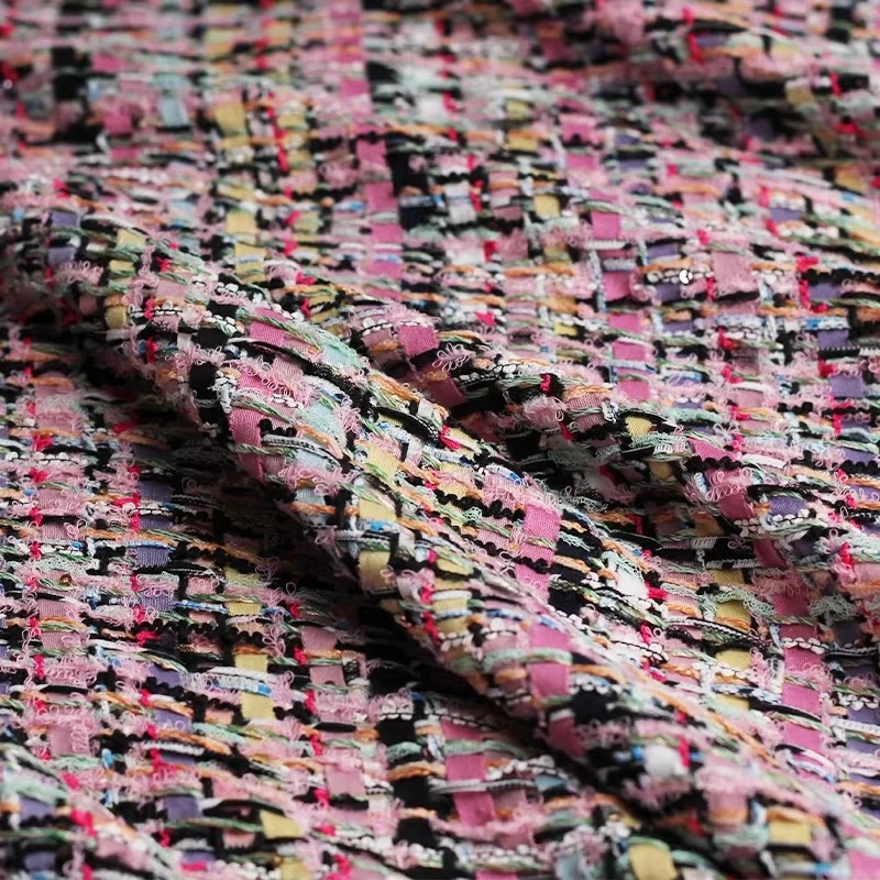 Redraspberry Pink Warna-warni  - Sewing Tweed Fabric ulasan dan harga