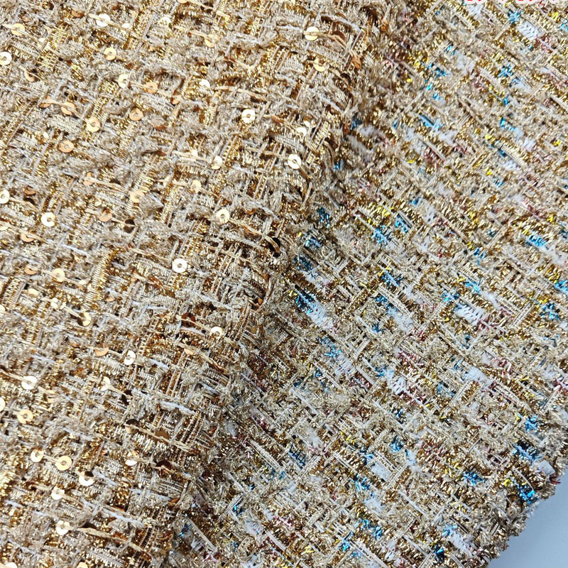Kain Tweed Rajut Berwarna Emas - Sewing Tweed Fabric ulasan dan harga