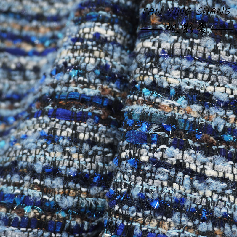 Kain Wol Tweed Chiffon Biru Se - Sewing Tweed Fabric ulasan dan harga
