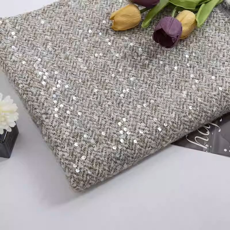 Kain Tweed Wol Rajut Berwarna  - Sewing Tweed Fabric ulasan dan harga
