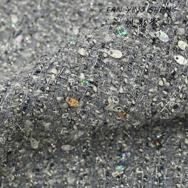 Kain Wol Tweed Abu-abu Payet u - Sewing Tweed Fabric ulasan dan harga